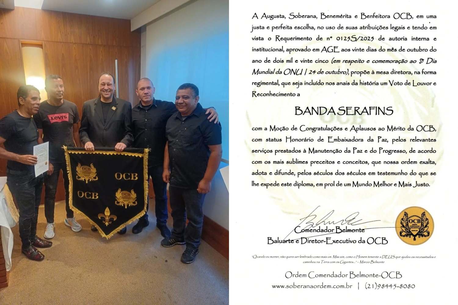 Banda Serafins recebe título honorário de Embaixadora da Paz