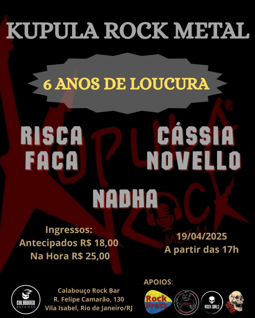 Kupula Rock Metal no Calabouço: 6 de anos de comemoração deve ser celebrada